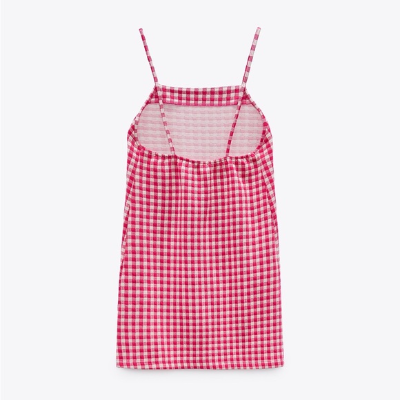 Zara Pink Gingham Check Dress - Picture 5 of 6
